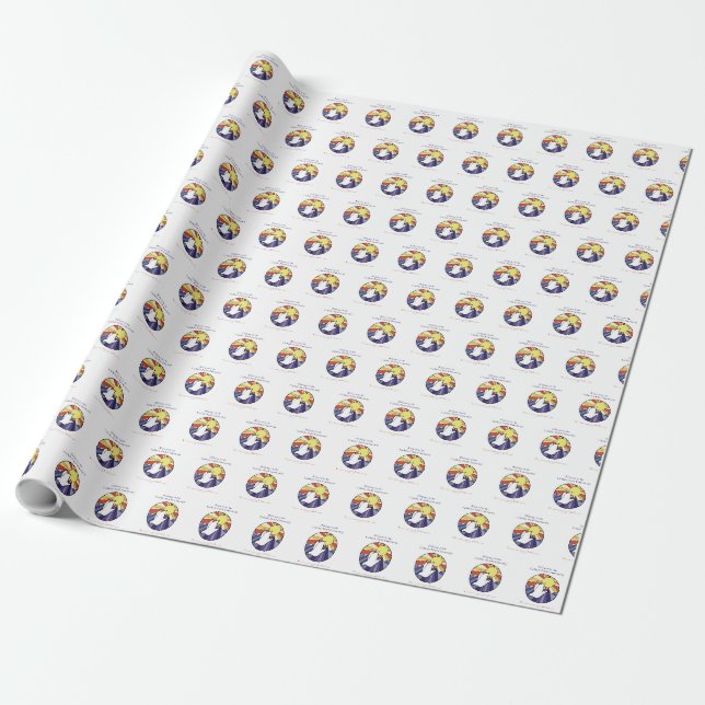 Papel De Presente Personalizar Nome, Círculo da Pomba RCIA no Amarel (Desenrolado)