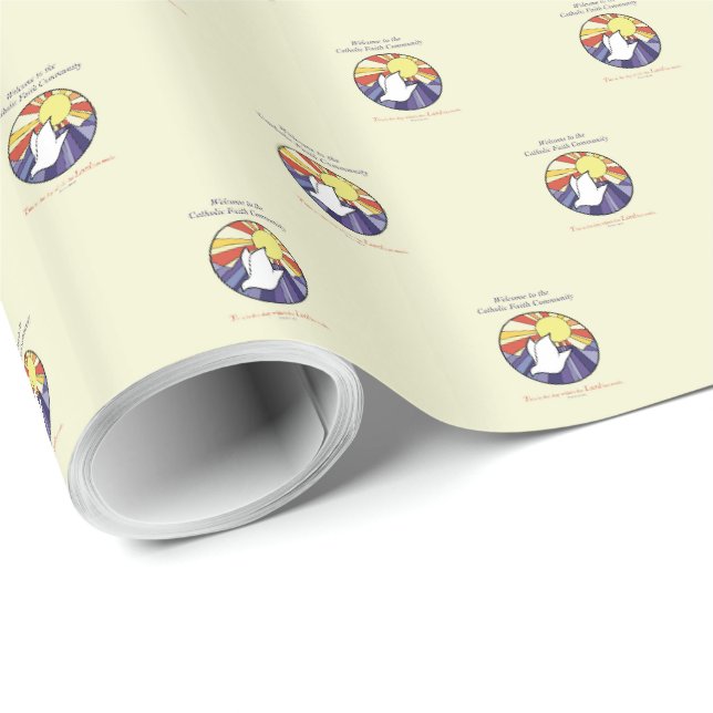Papel De Presente Personalizar Nome, Círculo da Pomba RCIA no Amarel (Ponta do rolo)