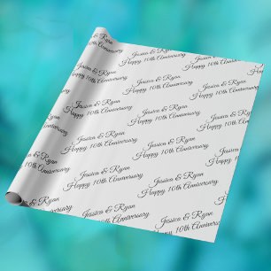 Papel De Presente Personalizar Nomes, Ano de Aniversário, Script de