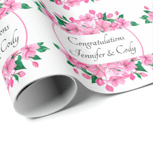Papel De Presente Personalizar Nomes de Cherry Blossoms Dom de Casam