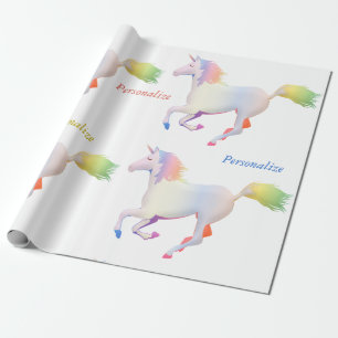 Papel De Presente Personalizar o Rainbow Pastel Unicorn
