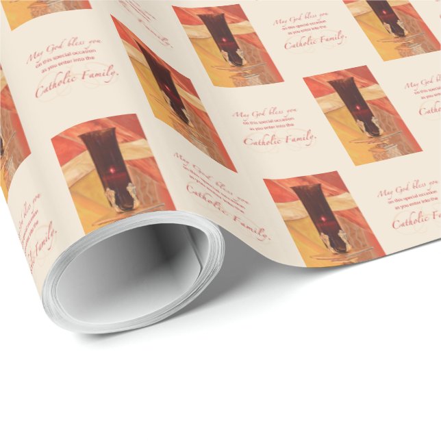 Papel De Presente Personalizar, Parabéns RCIA, Católico, Vermelho (Ponta do rolo)