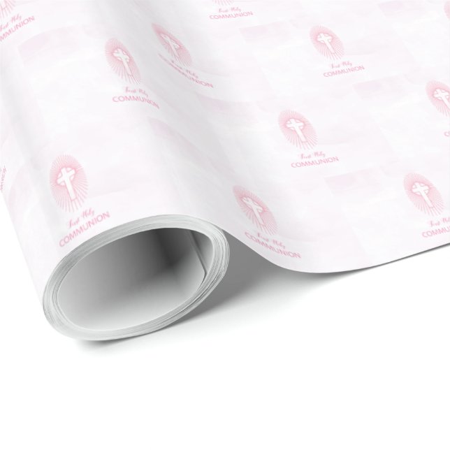 Papel De Presente Personalizar, Rosa Primeiro Sagrado Anfitrião Comu (Ponta do rolo)