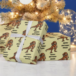 Papel De Presente Personalizar T-Rex Dinosaur Tyrannosaurus Birthday