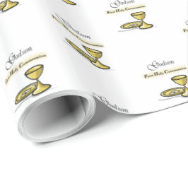 Papel De Presente Personalizável, Chalice da Primeira Comunhão Godso