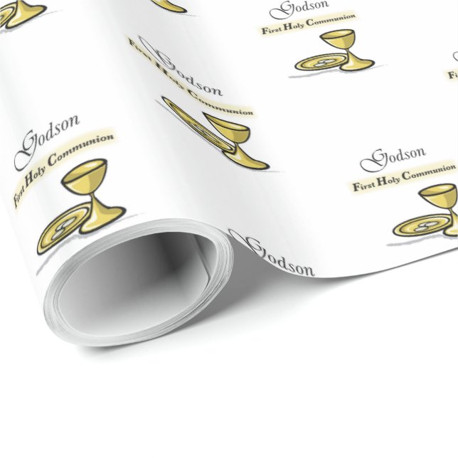 Papel De Presente Personalizável, Chalice da Primeira Comunhão Godso (Ponta do rolo)