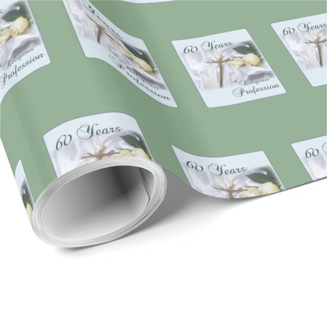 Papel De Presente Personalize, 60 Anos de Profissão Religiosa (Ponta do rolo)