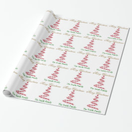Papel De Presente Personalize a árvore de Natal vermelha moderna