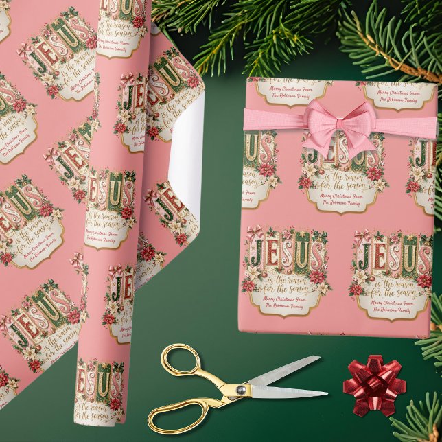 Papel De Presente Personalize Jesus é a Razão da Temporada (Criador carregado)