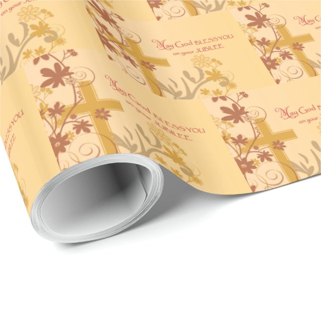 Papel De Presente Personalize, Jubileu Aniversário, Nun Cross, Swirl (Ponta do rolo)