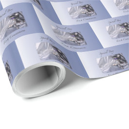 Papel De Presente Personalize, Menino, Primeira Comunhão Azul