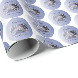 Papel De Presente Personalize, Menino, Primeira Comunhão Azul