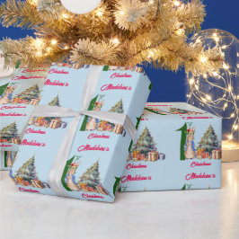 Papel De Presente Personalize Nome Coelho Clássico Primeiro Natal