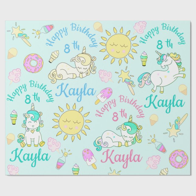 Papel De Presente Personalize Nome e Idade Festa de Aniversário Unic (Aberto)
