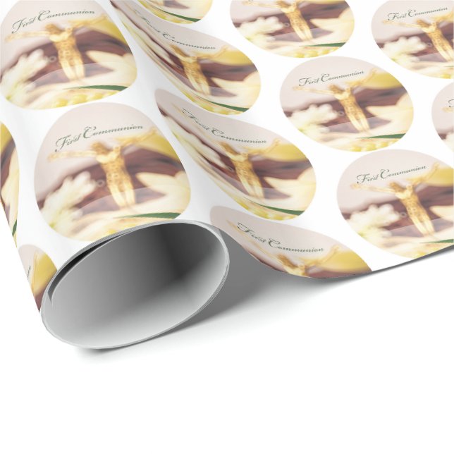 Papel De Presente Personalize, Parabéns pela Primeira Comunhão (Ponta do rolo)