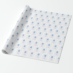 Papel De Presente Personalize, pomba do batismo adulto em azul