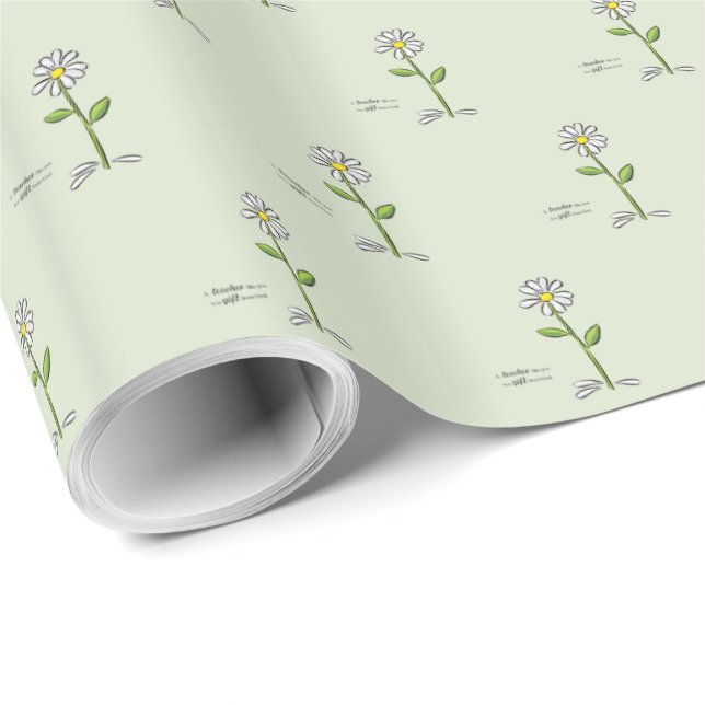 Papel De Presente Personalize, Professor Obrigado, Flor Religiosa (Ponta do rolo)