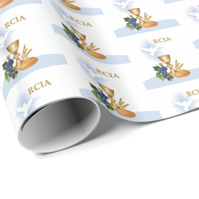 Papel De Presente Personalize, RCIA Parabéns Sacramento Católico (Ponta do rolo)