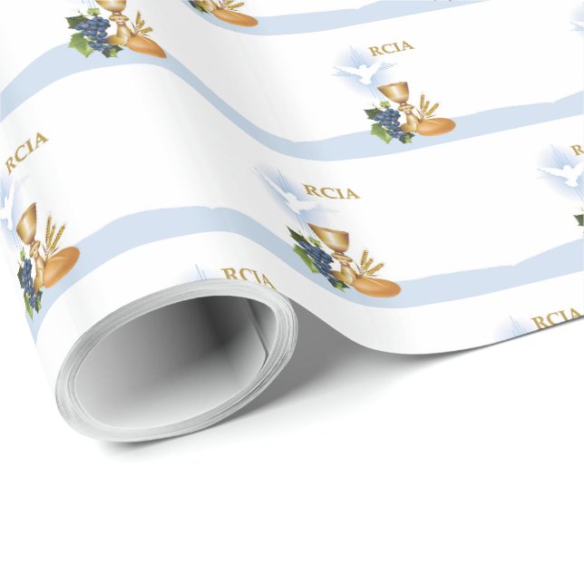 Papel De Presente Personalize, RCIA Parabéns Sacramento Católico (Ponta do rolo)