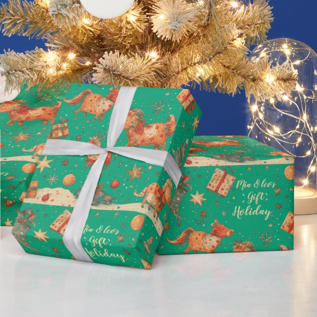 Papel De Presente personalized baby's firts christmas, Custom Name (Feriados)