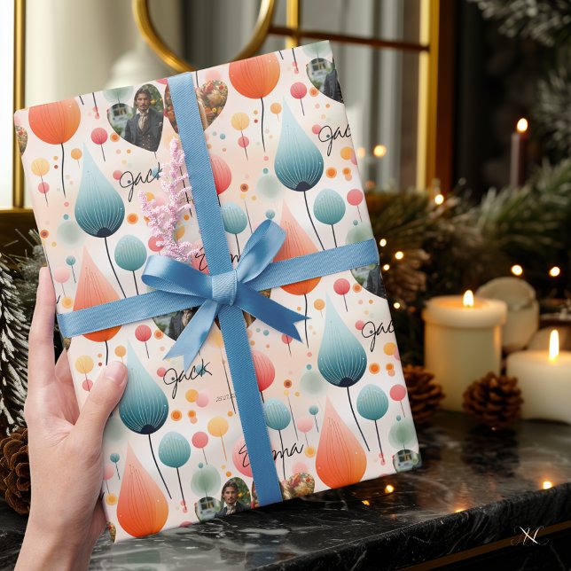 Papel De Presente Personalized Balloon Celebration, Photos & Names (Criador carregado)