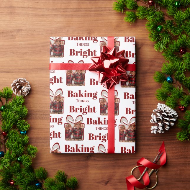 Papel De Presente Personalized Christmas Baking Photo  (Presente de Natal)