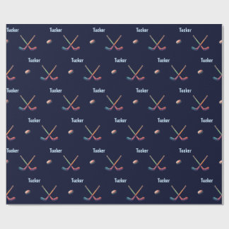Papel De Presente Personalized Hockey Wrapping Paper