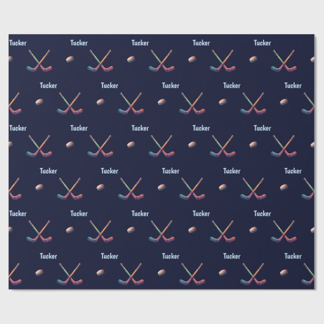 Papel De Presente Personalized Hockey Wrapping Paper  (Aberto)