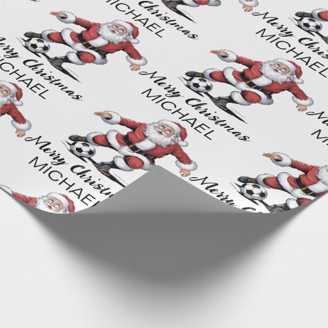Papel De Presente Personalized Merry Christmas Santa Claus Soccer    (Ponta)