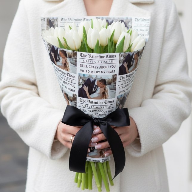 Papel De Presente Personalized Valentine Newspaper Photo  (Criador carregado)