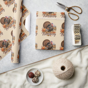 Papel De Presente Peru Selvagem no Dia de Ação de Graças