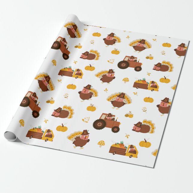 Papel De Presente Perus do Dia de Ação de Graças (Desenrolado)