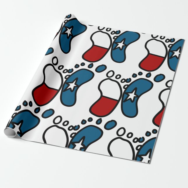 Papel De Presente Pés de Bebê do Texas (Desenrolado)