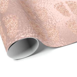 Papel De Presente Pés Dourados cor-de-rosa da menina do brilho do
