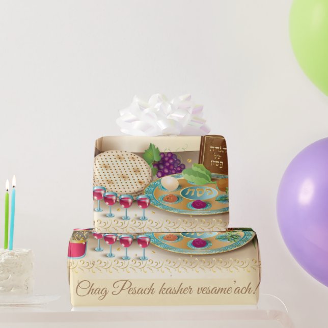 Papel De Presente Pesach Seder Kosher seis comidas diferentes de pas (Presentes para festas)