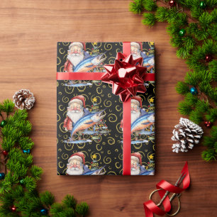 Papel De Presente Pesca Alojava Natal Papai Noel