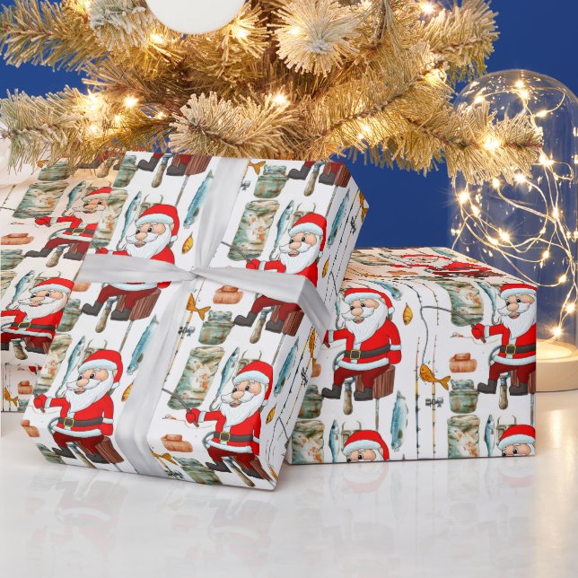 Papel De Presente Pesca Alojava Natal Papai Noel (Feriados)