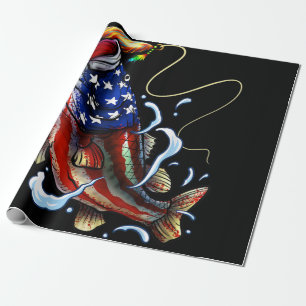 Papel De Presente Pesca de Bass Pesca Peixe de Bandeira Americana Pe