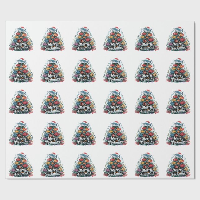 Papel De Presente Pesca Engraçada Árvore de Natal Pescador (Aberto)