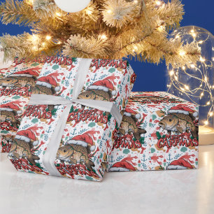 Papel De Presente Pescar soprava o Natal com Peixes do Papai Noel