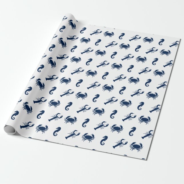 Papel De Presente Pescoço de lagosta do Mar Náutico (Desenrolado)
