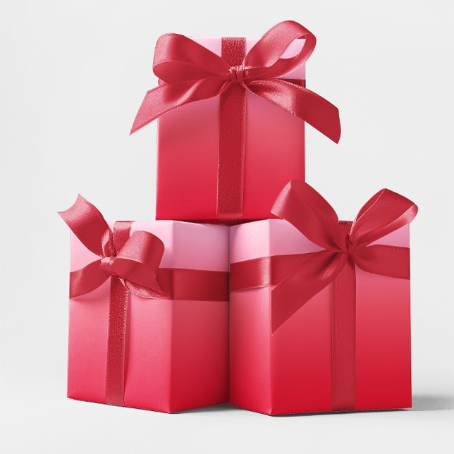 Papel De Presente Pêssego a Vermelho Ombre (Pink to Red Ombre Wrapping Paper)