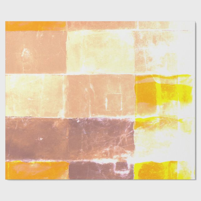 Papel De Presente Pêssego de Xadrez Amarelo (Aberto)