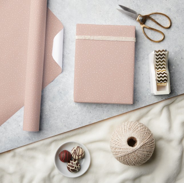 Papel De Presente Pêssego Sereno Minimalista com Ponto (Artesanato)