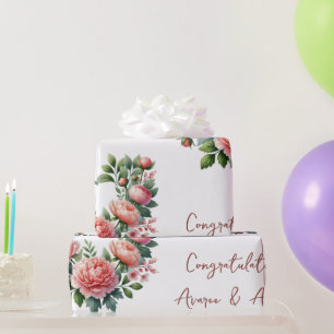 Papel De Presente Pêssegos Em Casamento/Chá Personalizado Branco