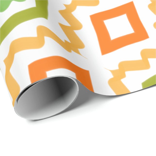 Papel De Presente Pessegueiro Laranja E Verde (Ponta do rolo)