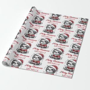 Papel De Presente Pessoal Natal Chapéu de Papai Noel Sloth Fofo Fest