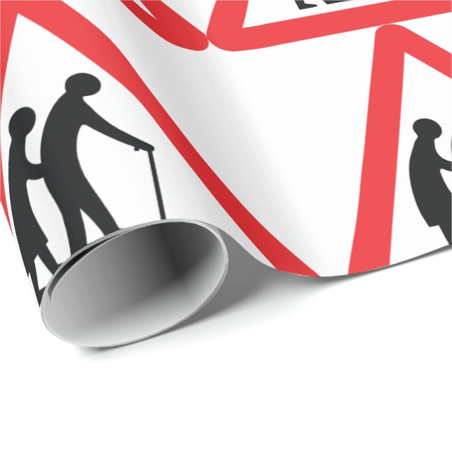 Papel De Presente Pessoas adultas do CUIDADO - sinal de tráfego (Ponta do rolo)
