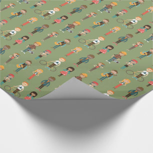 Papel De Presente Pessoas ancas do teste padrão das ilustrações d