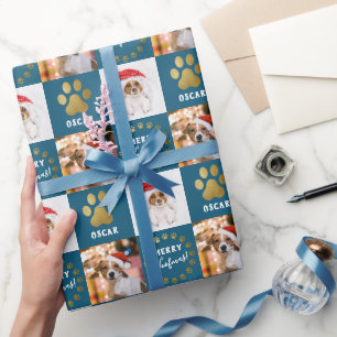 Papel De Presente Pet Dog Puppy Blue Puppy - Patas Douradas Personal